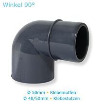 PVC-U Fitting Winkel 90° Reduzierung 50/40 mm 2er Set