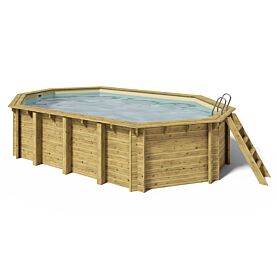 Holzpool 8-Eck Cariba 657 x 407 x 138 cm Platin