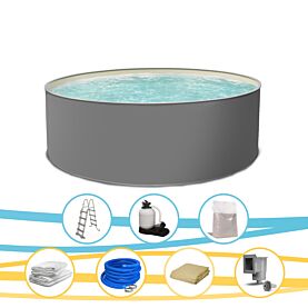Rundpool EDITION GRAU Stahlwandpool rund 350 x 120 cm Komplettset