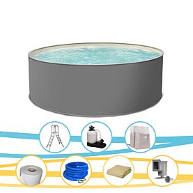 Rundpool EDITION GRAU Stahlwandpool rund 350 x 120 cm Komplettset Premium 