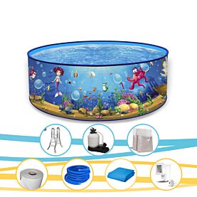 Rundpool PRINT COLORED Typ 1 Stahlwandpool rund 3,50 x 0,90 m Komplettset Premium