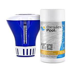 Dosierschwimmer mit Thermometer + 1x Paradies Pool Chlortabletten 200 g, 1 kg