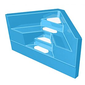 GFK Pool Ecktreppe Ravenna blau mit weißen Stufen