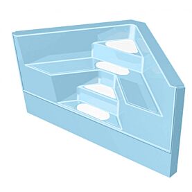 GFK Pool Ecktreppe Ravenna hellblau mit weißen Stufen