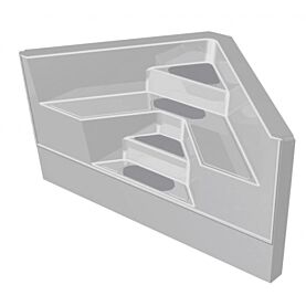 GFK Pool Ecktreppe Ravenna silbergrau mit granitfarbenen Stufen