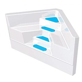 GFK Pool Ecktreppe Ravenna weiß mit blauen Stufen
