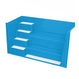 GFK Pool Rechtecktreppe 2,50 x 1,16 x 1,50m blau mit weißen Stufen
