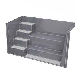 GFK Pool Rechtecktreppe 2,50 x 1,16 x 1,50m granit mit silbergrauen Stufen