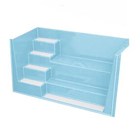 GFK Pool Rechtecktreppe 2,50 x 1,16 x 1,50m hellblau mit weißen Stufen