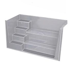 GFK Pool Rechtecktreppe 2,50 x 1,16 x 1,50m silbergrau mit granitfarbenen Stufen