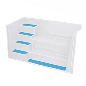GFK Pool Rechtecktreppe 2,50 x 1,16 x 1,50m weiß mit blauen Stufen